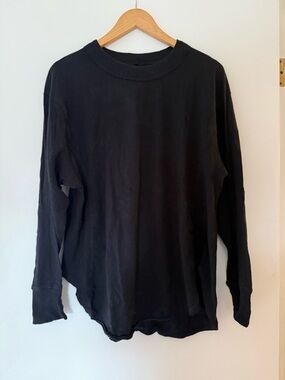 Aerie Basic Black Long Sleeve Crewneck Tee